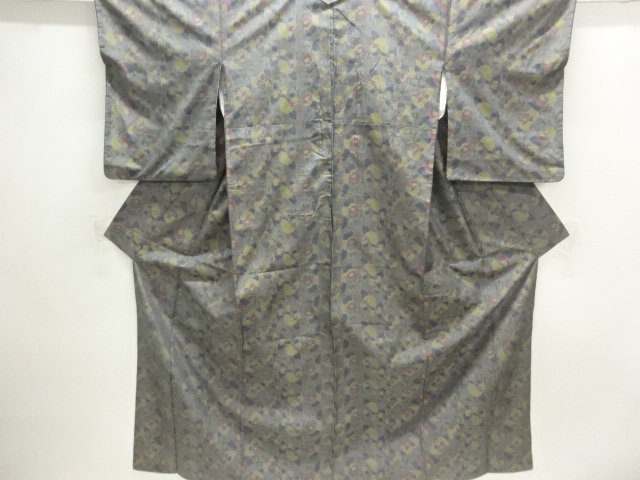 JAPANESE KIMONO / DORO OSHIMA TSUMUGI / WOVEN FLORAL PLANTS